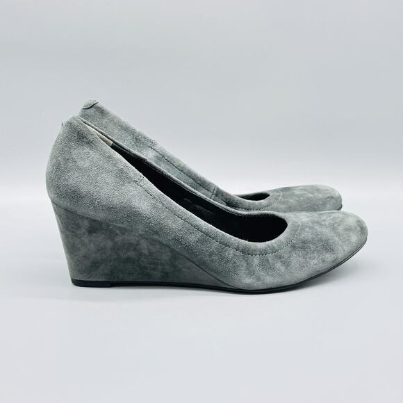 Vionic Shoes Women 7.5 Gray Suede Wedge Heels Camden Pump Comfort Dress Stylish - Picture 1 of 12